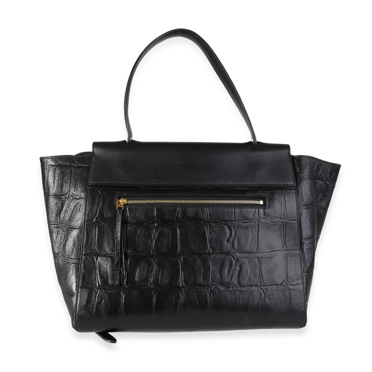 Celine Black Crocodile Embossed Leather Small Belt Bag