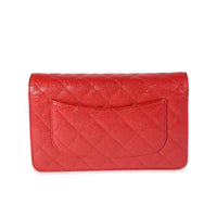 Chanel Red Quilted Caviar Wallet on Chain