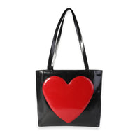 Moschino Black and Red Leather Heart Shoulder Bag