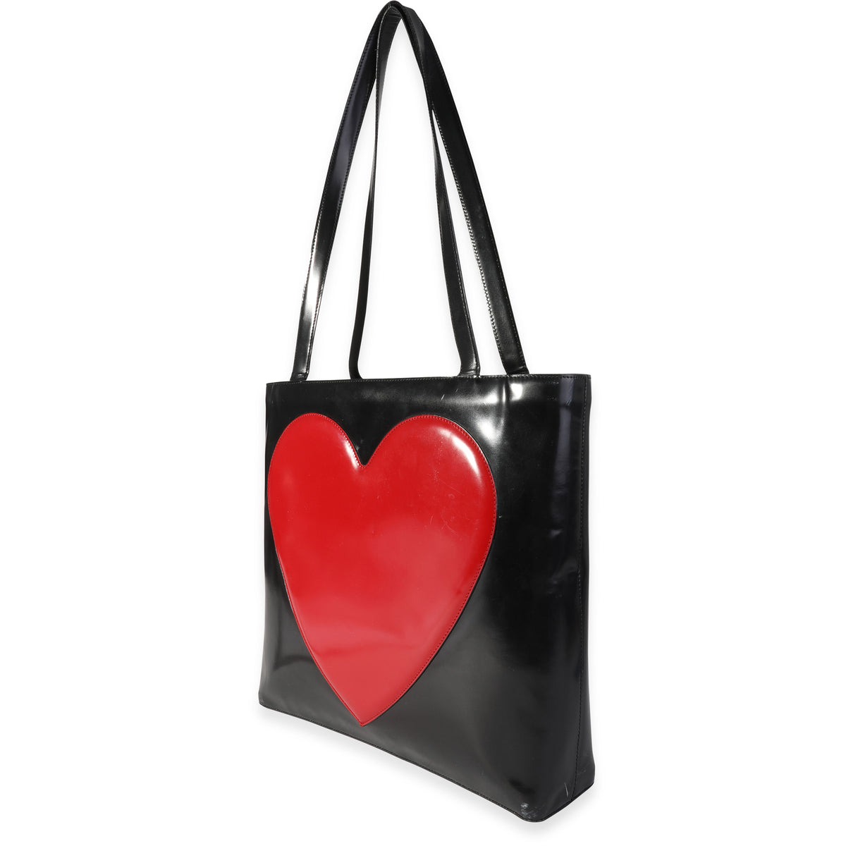 Moschino Black and Red Leather Heart Shoulder Bag