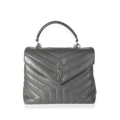 Saint Laurent Grey Matelassé Calfskin Top Handle Loulou Bag