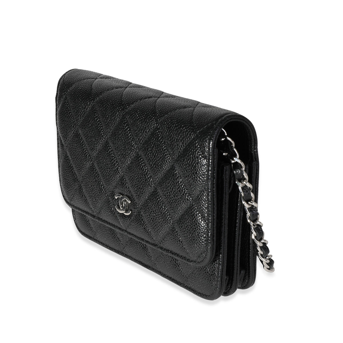 Quilted Caviar Classic Wallet on Chain Black – Style Theory SG