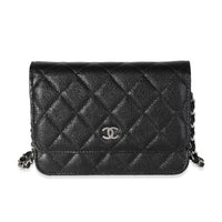 Chanel Black Quilted Caviar Mini Wallet On Chain