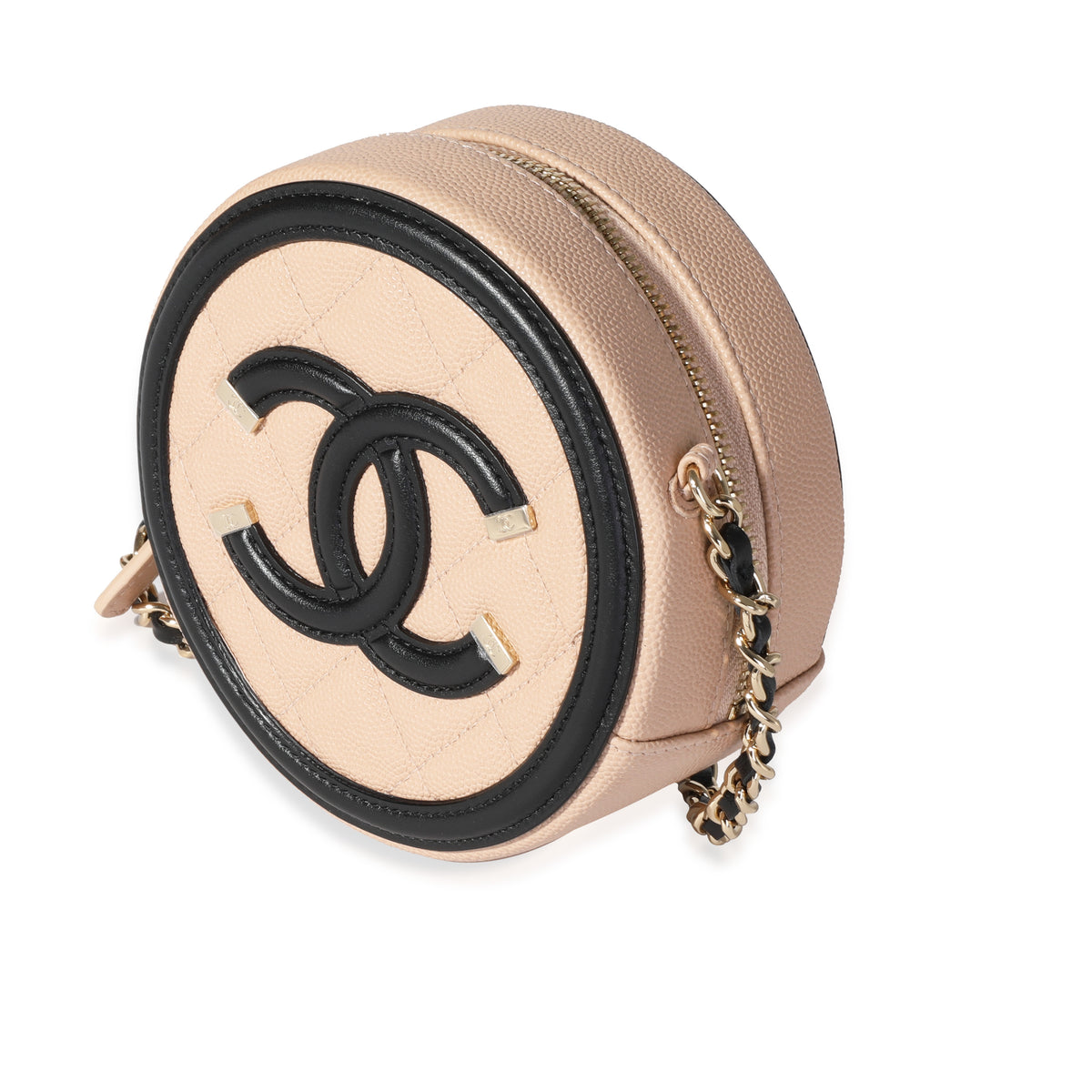 Chanel Beige & Black Caviar Quilted Round Filigree Crossbody, myGemma