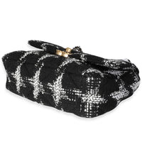 Chanel Black & White Tweed Quilted Medium Chanel 19 Flap ref