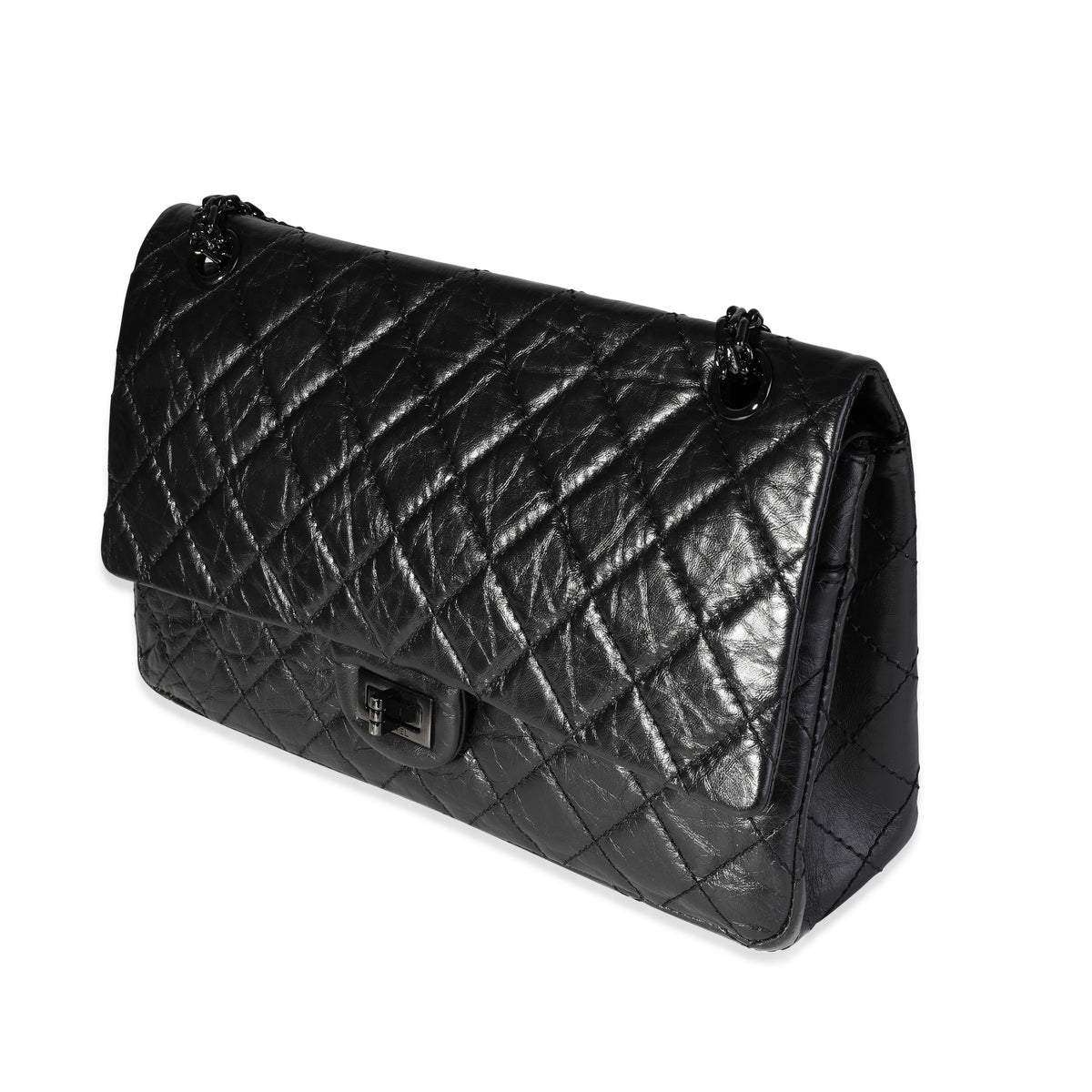 Chanel So Black Reissue 2.55 Flap Bag Chevron Aged Calfskin 226 - ShopStyle