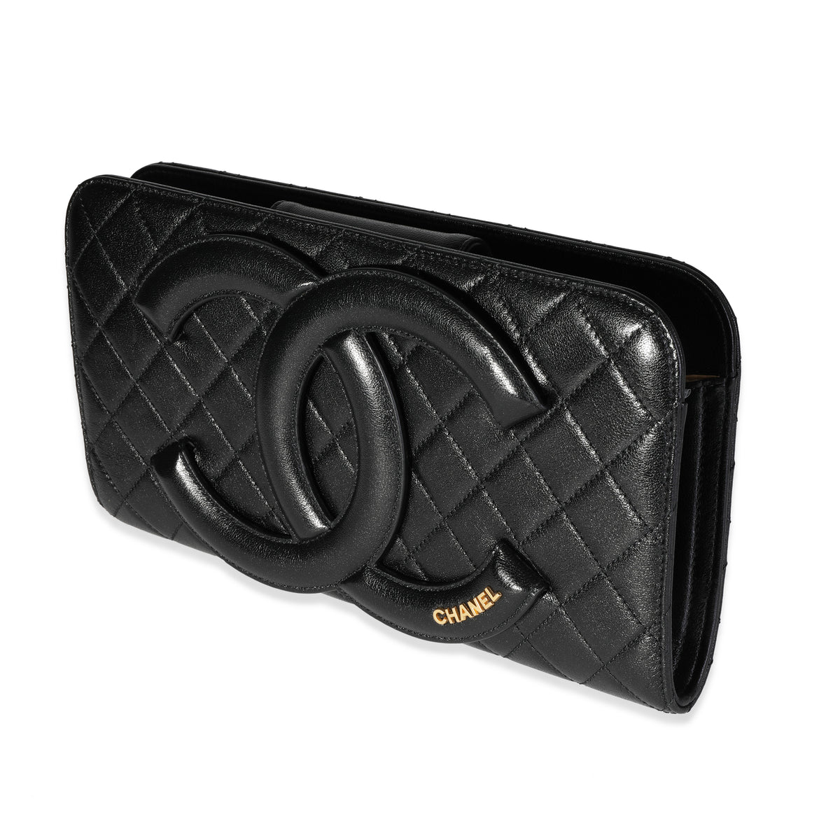 CHANEL Lambskin Quilted Coco Midnight Clutch Black | FASHIONPHILE