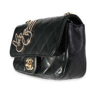 Chanel Black Quilted Lambskin V for Victory Peace Sign Extra Mini Flap Bag