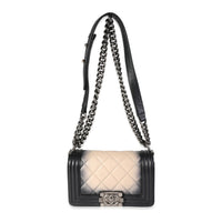 Chanel Black & Beige Ombré Quilted Lambskin Small Boy Bag