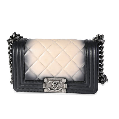 Chanel Black & Beige Ombré Quilted Lambskin Small Boy Bag