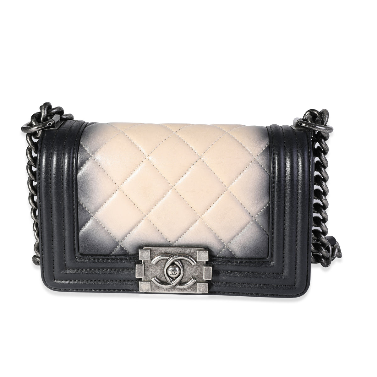 Chanel Black & Beige Ombré Quilted Lambskin Small Boy Bag, myGemma, JP