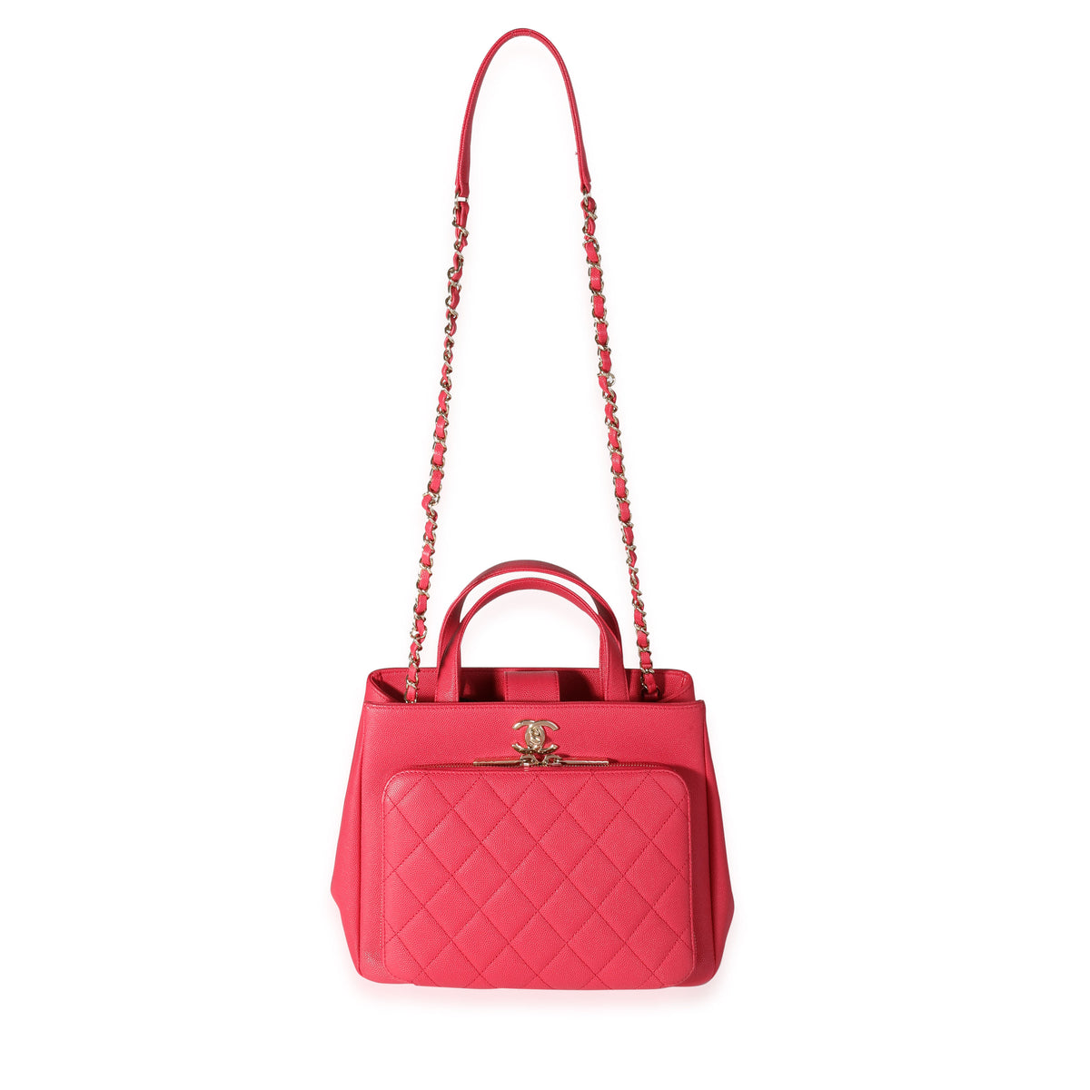 Chanel Red Caviar Quilted Small Business Affinity Shopping Bag