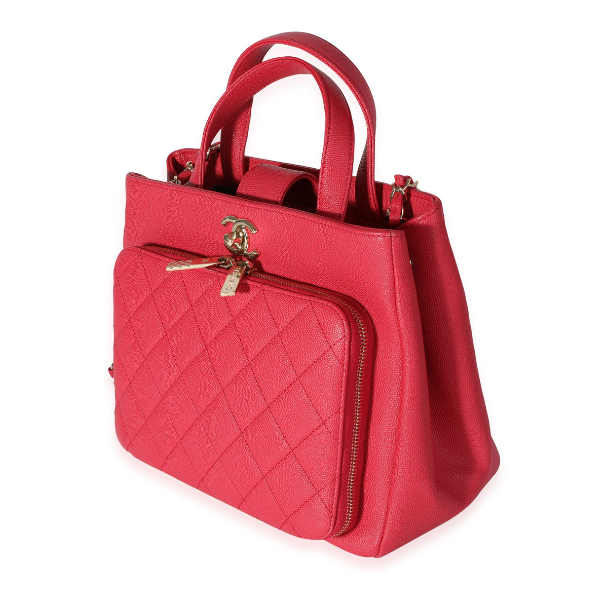 Red Quilted Caviar Business Affinity Shopping Tote Large