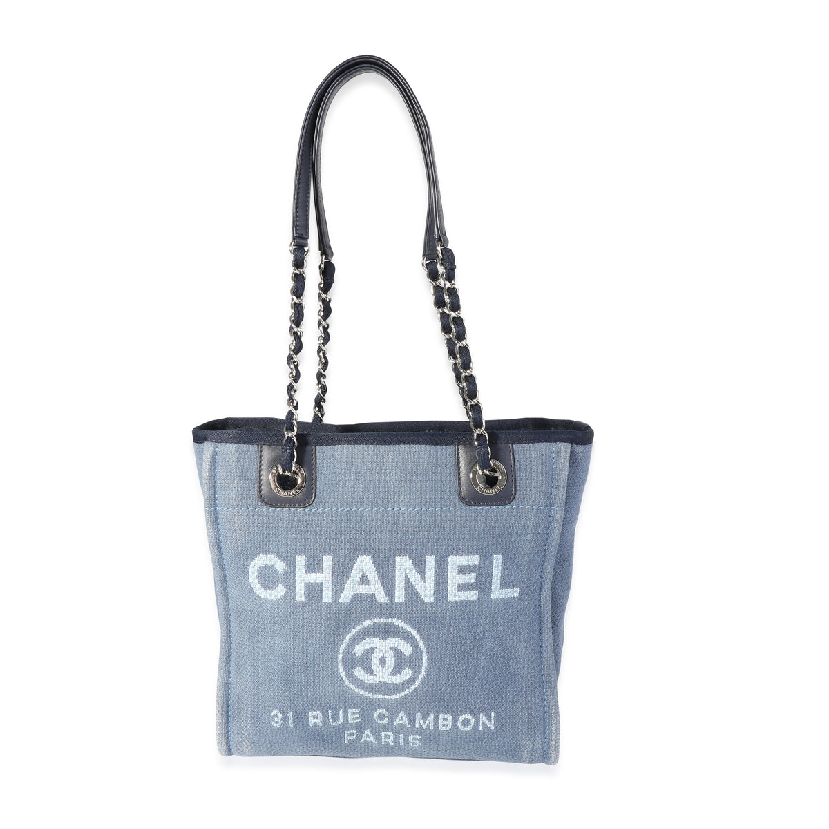 Chanel Blue Canvas & Calfskin Mini Deauville Tote, myGemma
