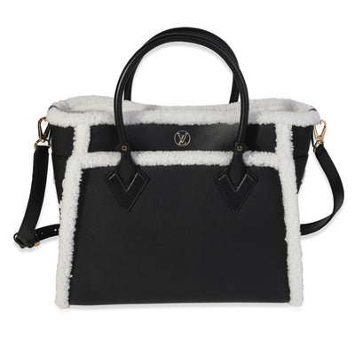 Louis Vuitton Black Grained Calfskin & White Shearling Monogram On My Side MM