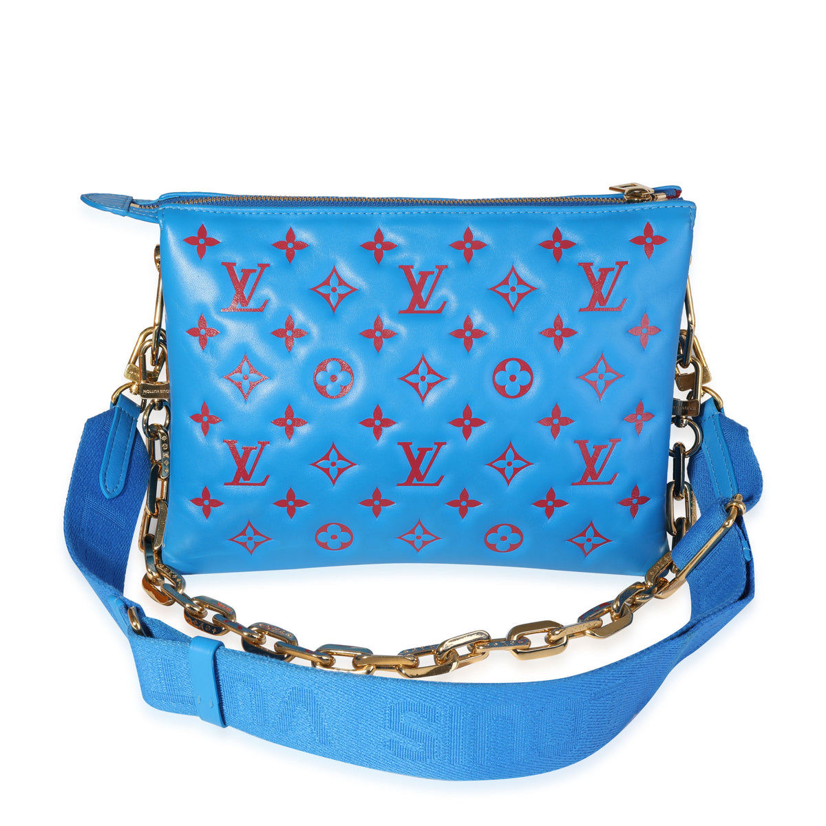 Louis Vuitton Blue & Red Embossed Lambskin Vuittamins Coussin PM