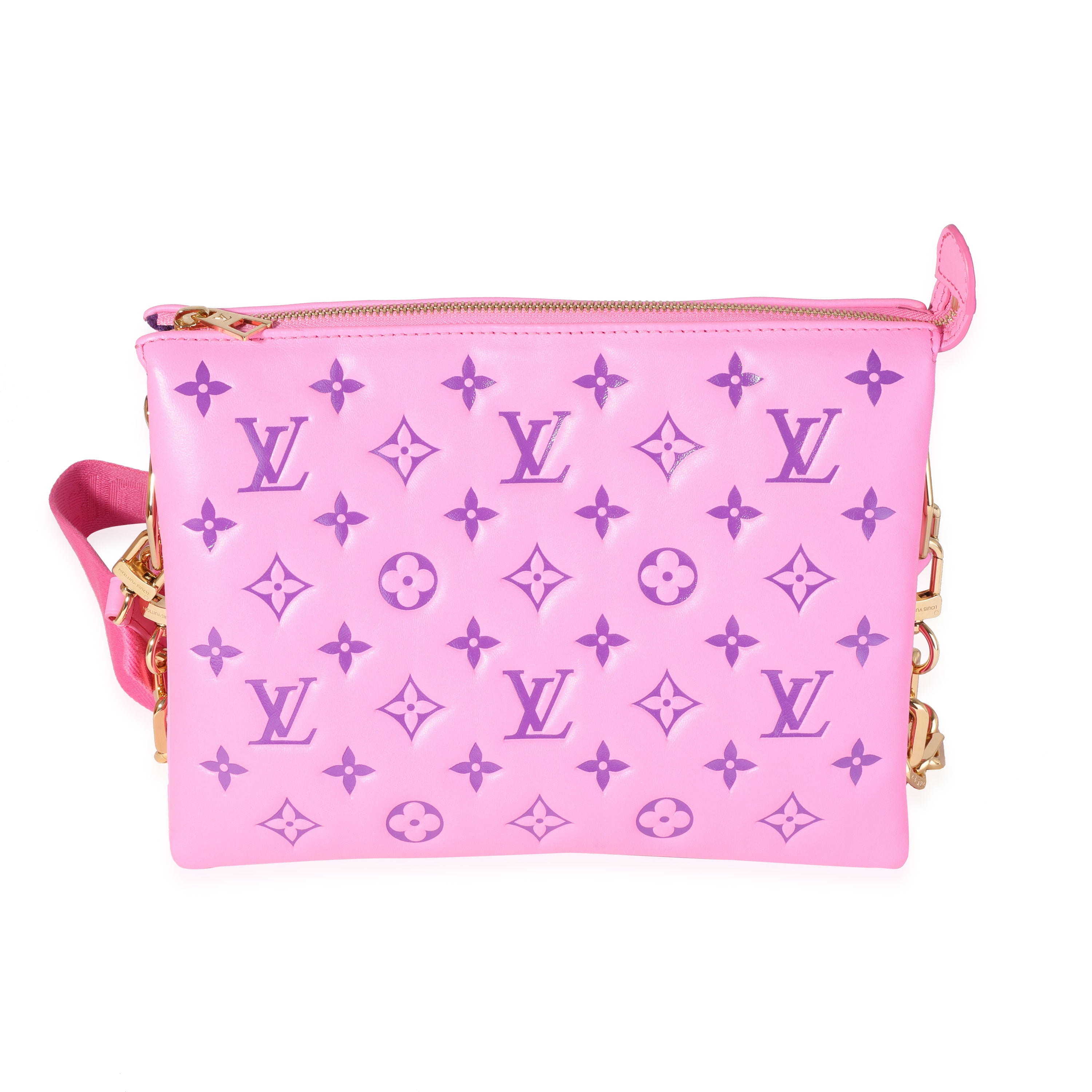Louis Vuitton Coussin Pochette Pink Purple Monogram Embossed Leather Bag  New Tag