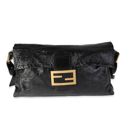 Fendi Black Patent Leather Convertible Baguette