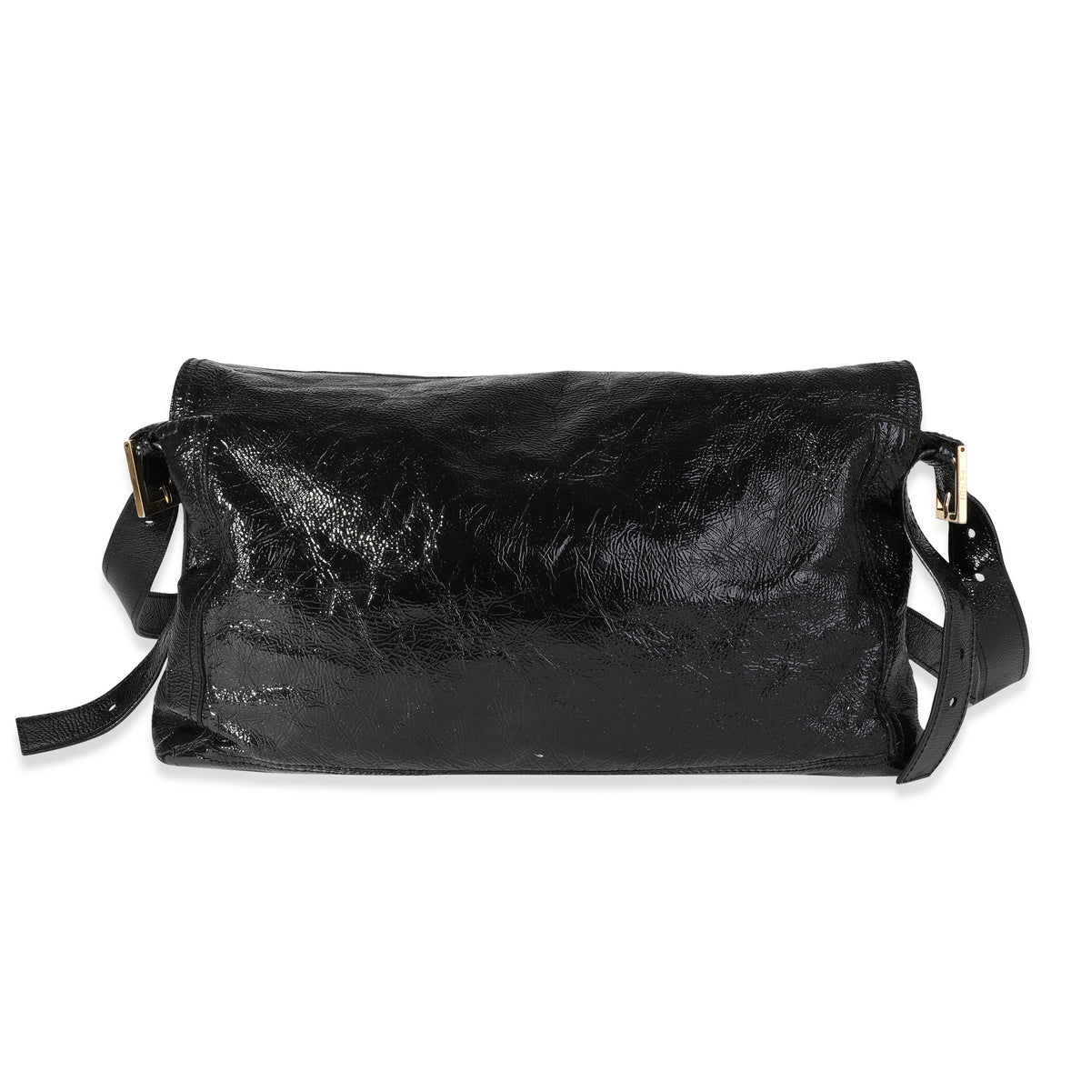 Fendi Black Patent Leather Convertible Baguette