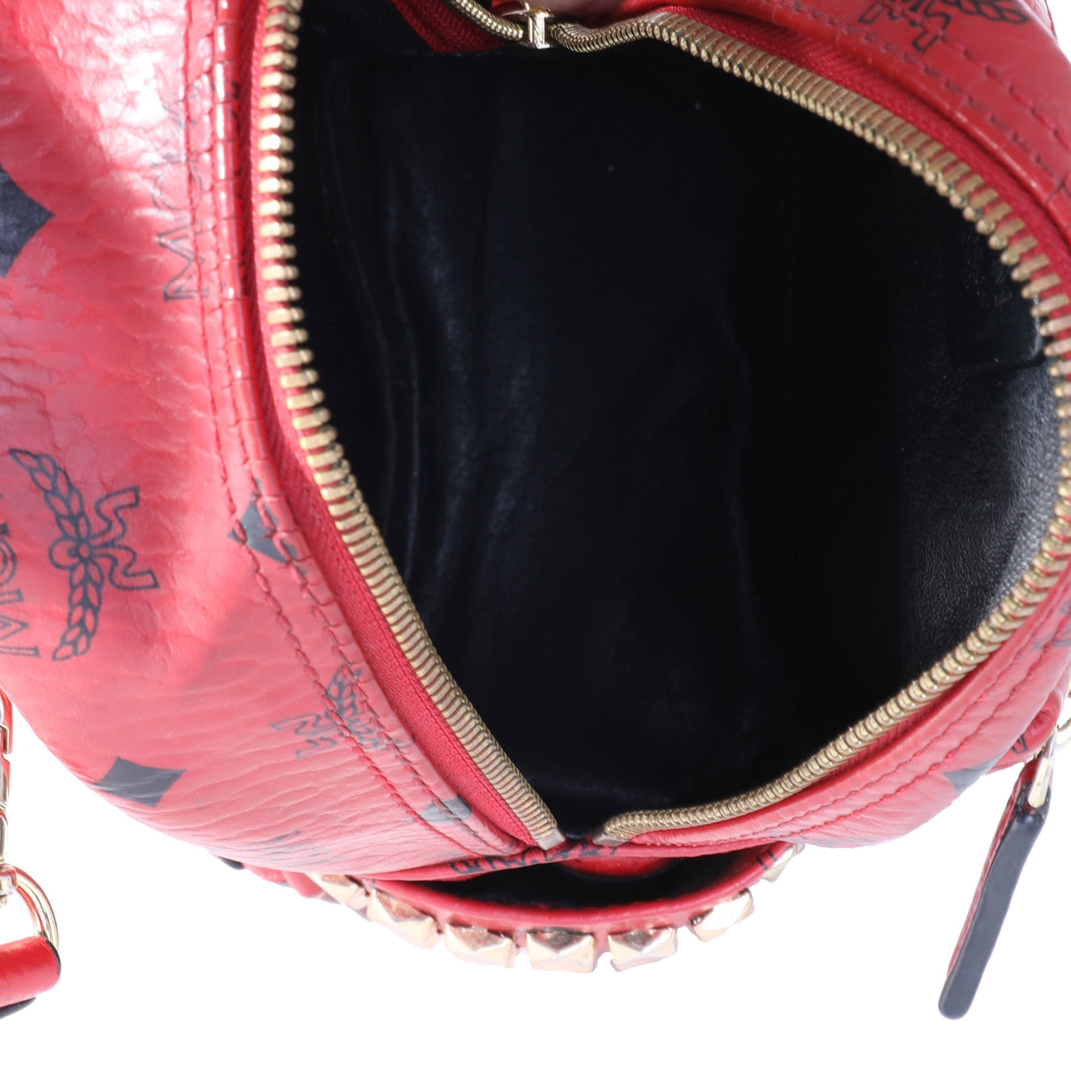 bebe red mini backpack MCM Red Visetos Coated Canvas Stark Bebe Boo Backpack | myGemma