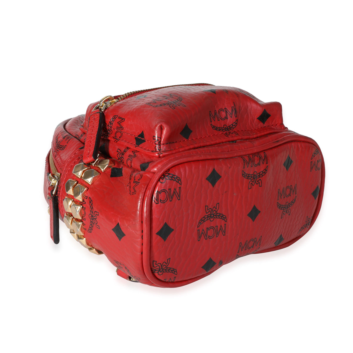 MCM Red Visetos Coated Canvas Stark Bebe Boo Backpack | myGemma