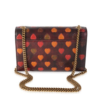 Saint Laurent Burgundy and Multicolor Calfskin Heart-Embossed Kate Shoulder Bag