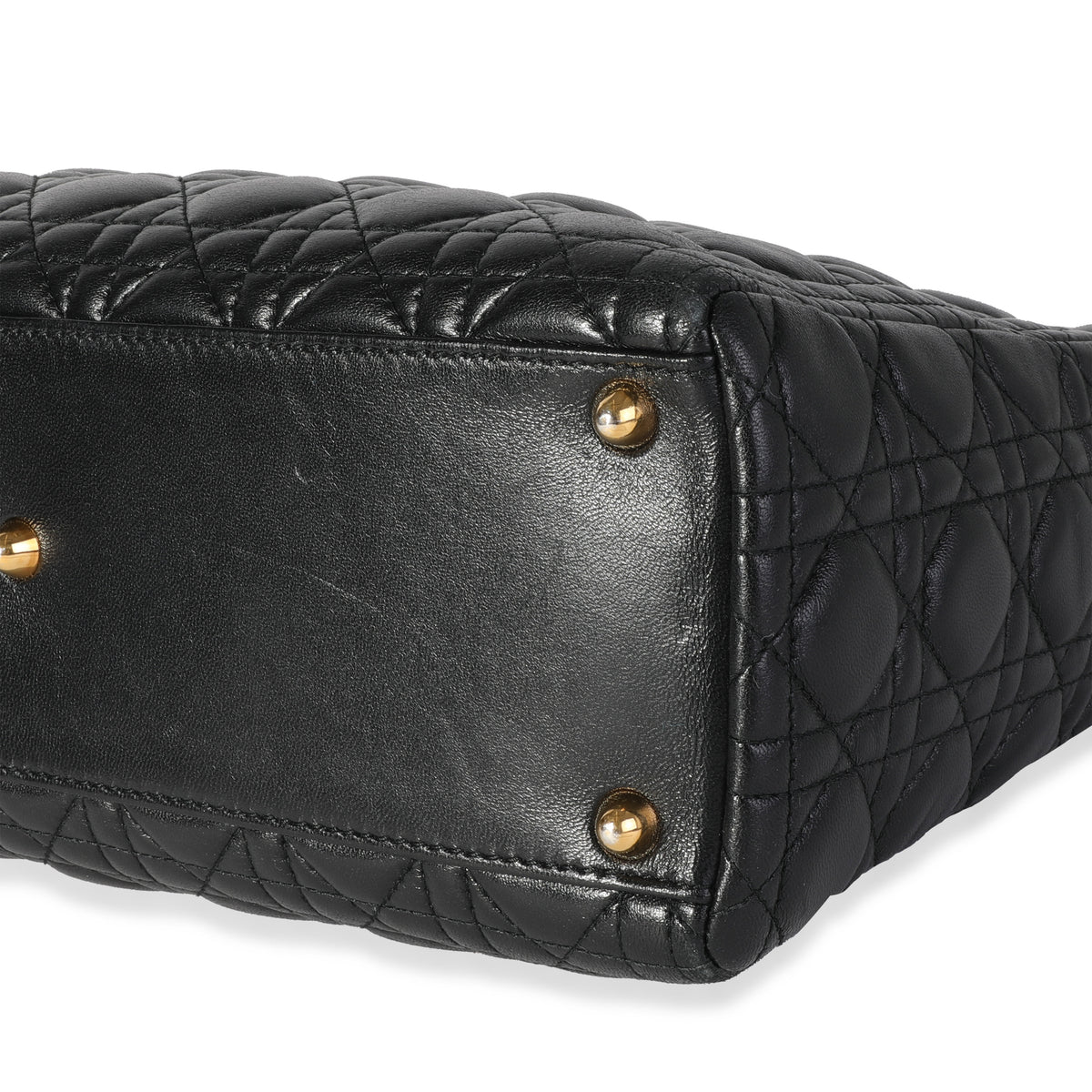 Dior Black Cannage Quilted Calfskin Large Lady Dior Bag