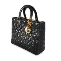 Dior Black Cannage Quilted Calfskin Large Lady Dior Bag