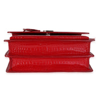 Saint Laurent Red Shiny Croc Embossed Medium Sunset Crossbody Bag