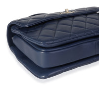 Chanel Navy Quilted Lambskin Medium Trendy Top Handle Bag
