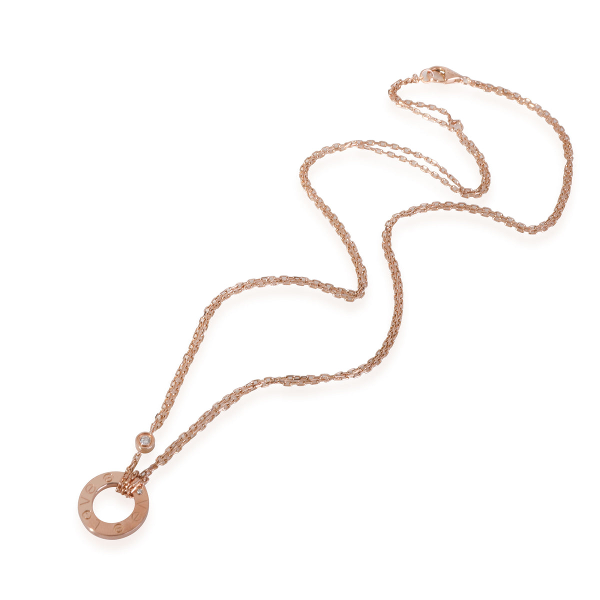 Cartier Love Diamond Necklace in 18k Rose Gold 0.03 CTW