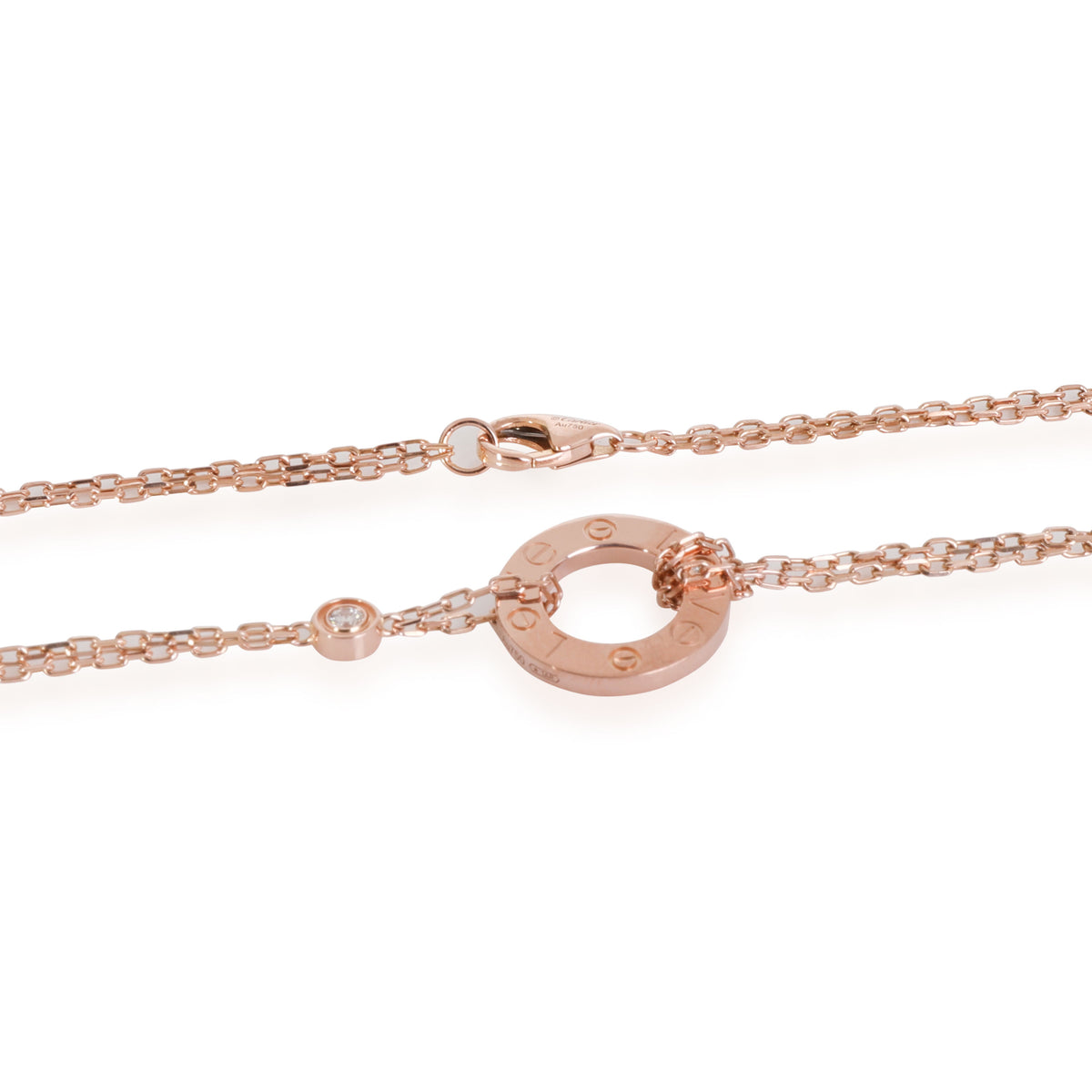 Cartier Love Diamond Necklace in 18k Rose Gold 0.03 CTW