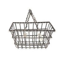 Chanel Limited Edition Runway Silver Metal & Black Leather Grocery Basket