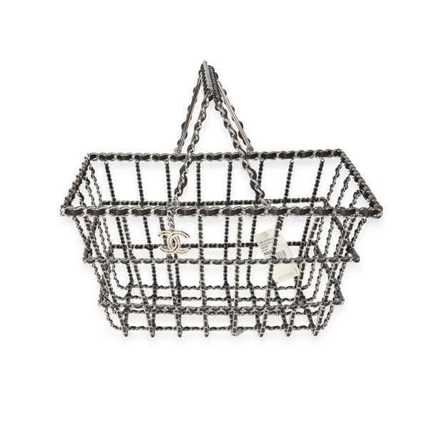 Chanel Limited Edition Runway Silver Metal & Black Leather Grocery Basket, myGemma