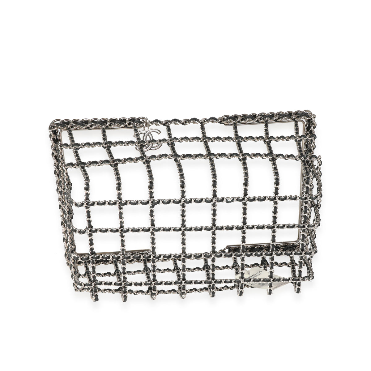 Black Calfskin and Silver Metal Basket Bag, 2014
