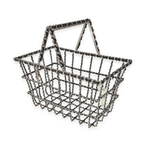 Chanel Limited Edition Runway Silver Metal & Black Leather Grocery Basket