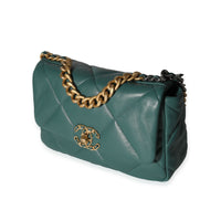 Chanel Teal Green Quilted Lambskin Medium Chanel 19 Flap Bag