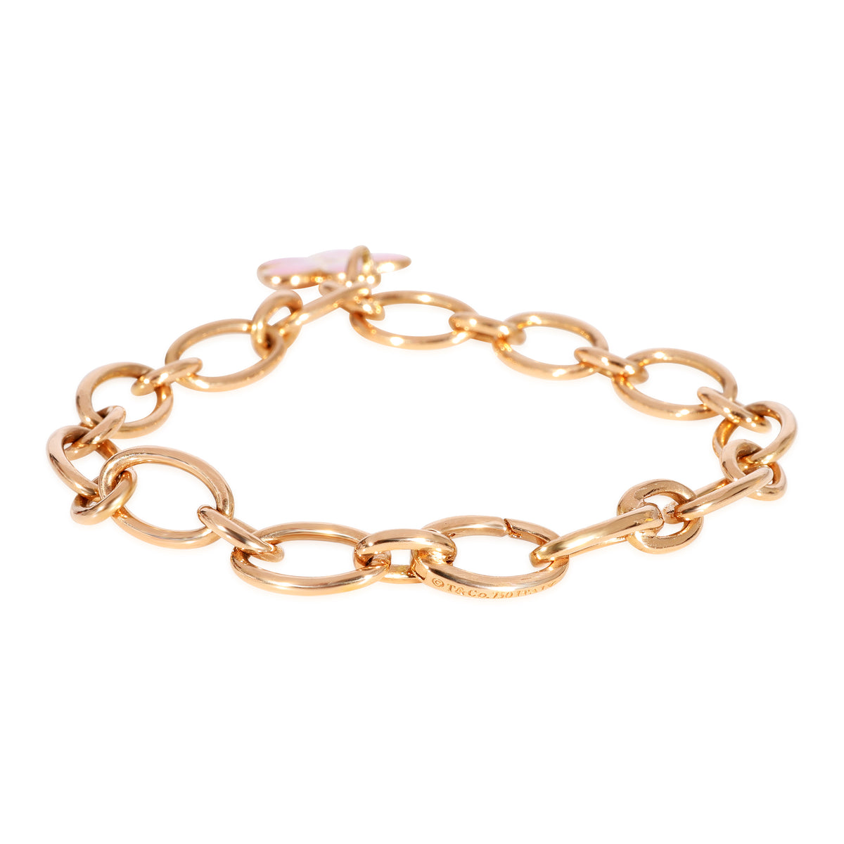 Tiffany Oval Link Flower Charm Bracelet in 18k Rose Gold, Ctw