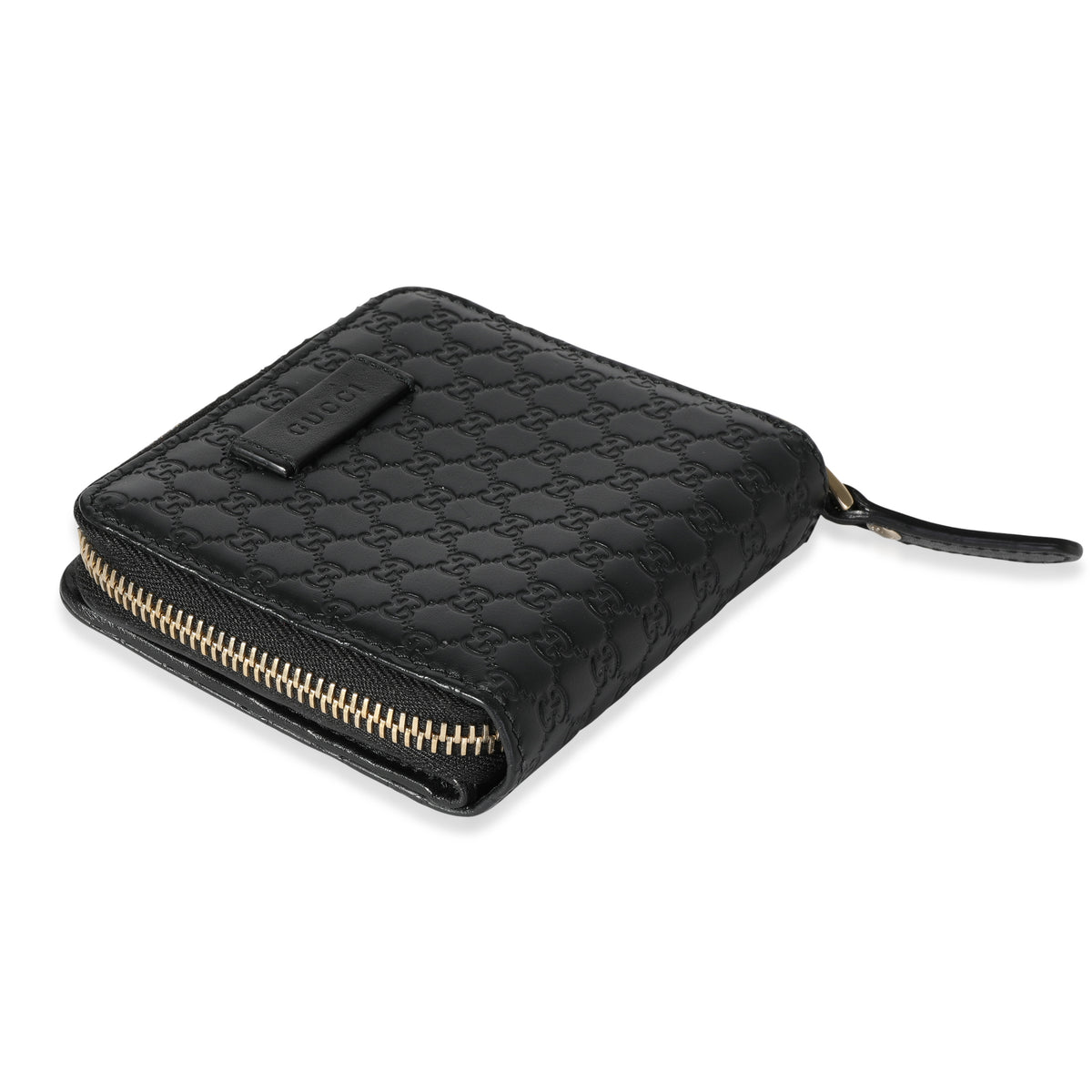 Gucci Black MicroGuccissima Compact Zip-Around Wallet