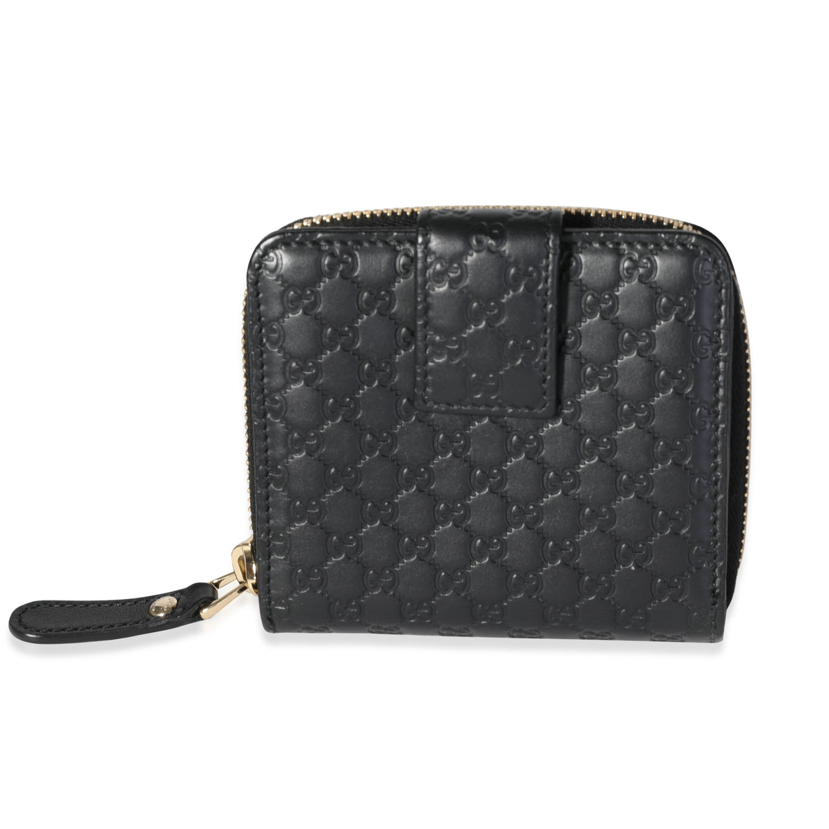 Gucci Black MicroGuccissima Compact Zip-Around Wallet