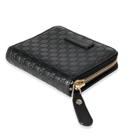 Gucci Black MicroGuccissima Compact Zip-Around Wallet