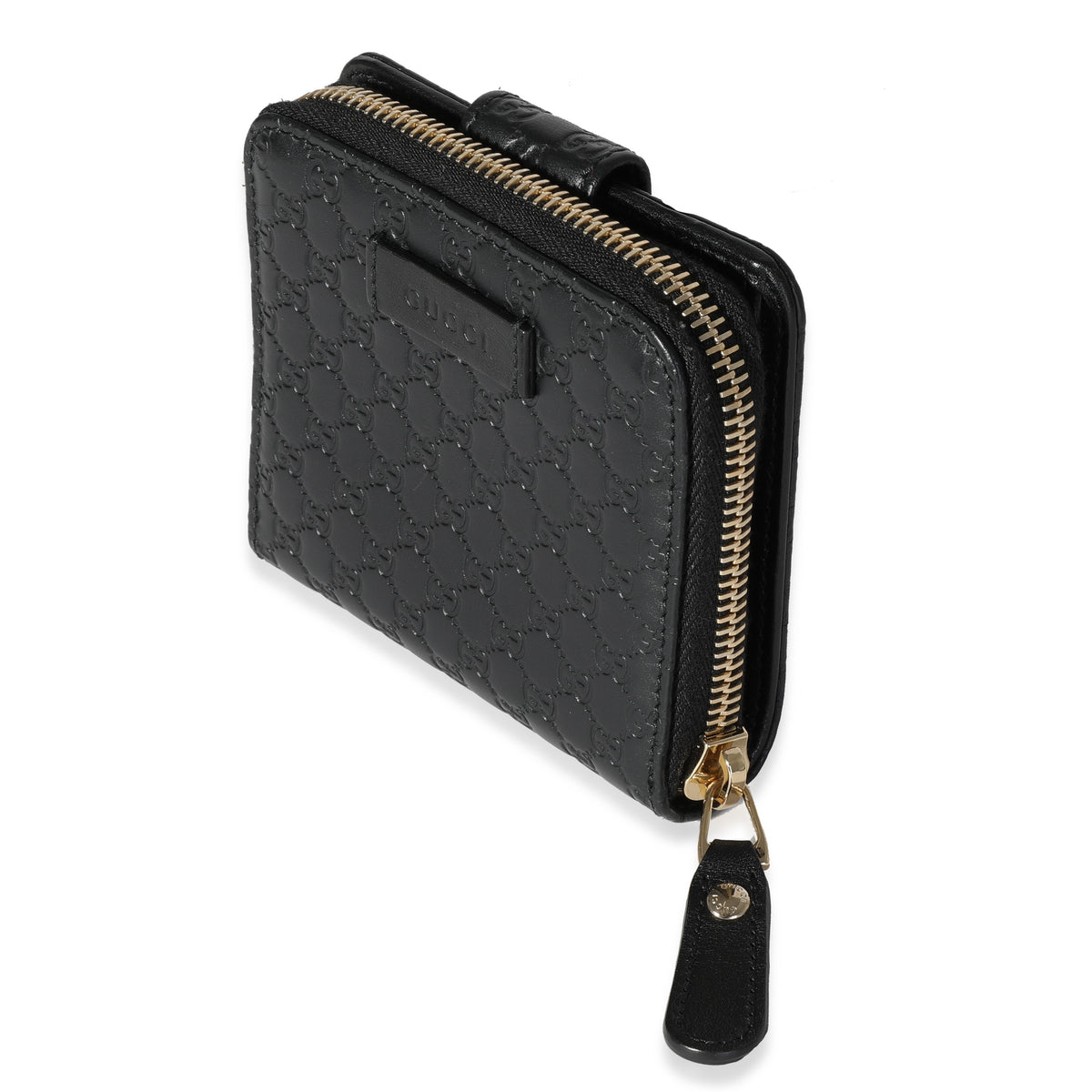 Gucci Black MicroGuccissima Compact Zip-Around Wallet