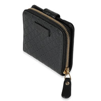 Gucci Black MicroGuccissima Compact Zip-Around Wallet