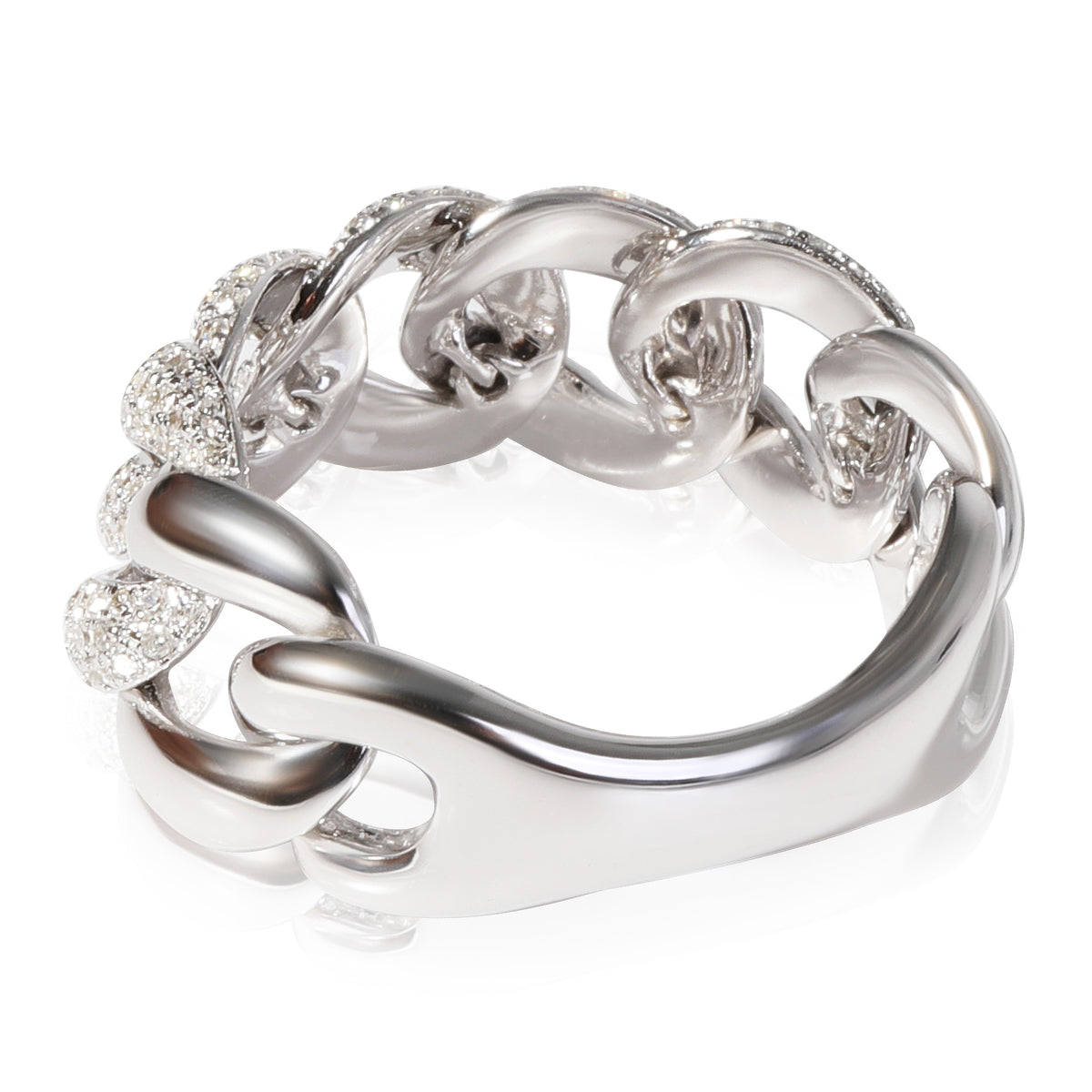 Diamond Curb Link Ring in 14kt White Gold 0.5 CTW