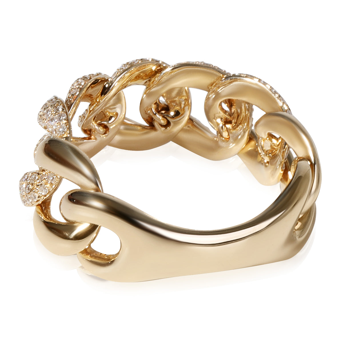 Diamond Curb Link Ring in 14k Yellow Gold 0.5 CTW