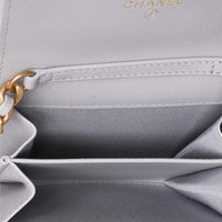 Chanel Gray Quilted Lambskin Chanel 19 Flap Coin Purse With Chain