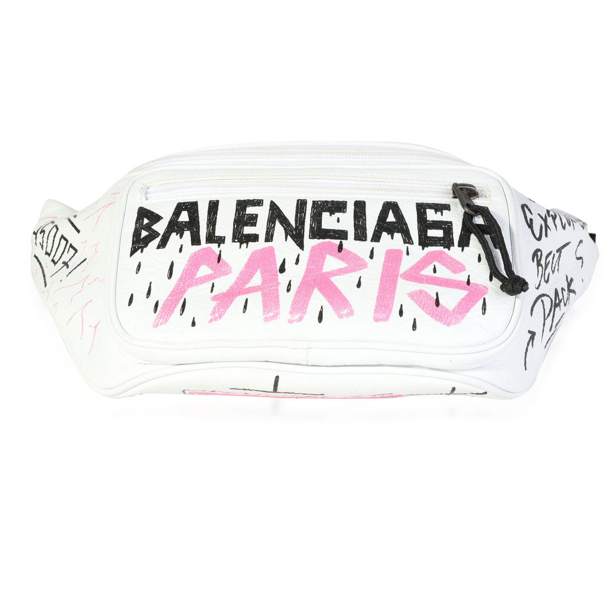 Balenciaga White Graffiti Leather Explorer Belt Bag, myGemma