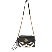 Gucci Black & White Matelassé Medium Marmont Bag