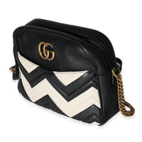 Gucci Black & White Matelassé Medium Marmont Bag