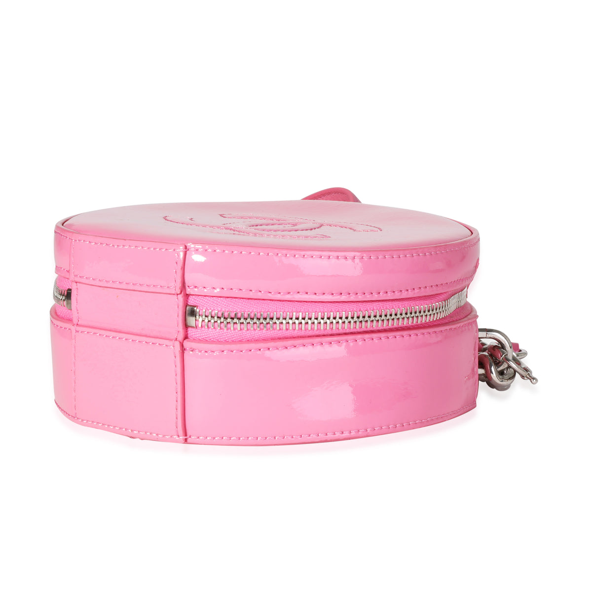 Chanel Pink Round As Earth Bag of Patent Leather with Silver